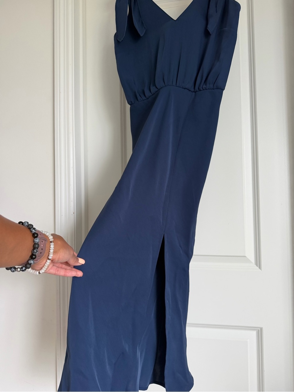 Evereve Navy V-Neck Sleeveless Jumpsuit with Front Slit